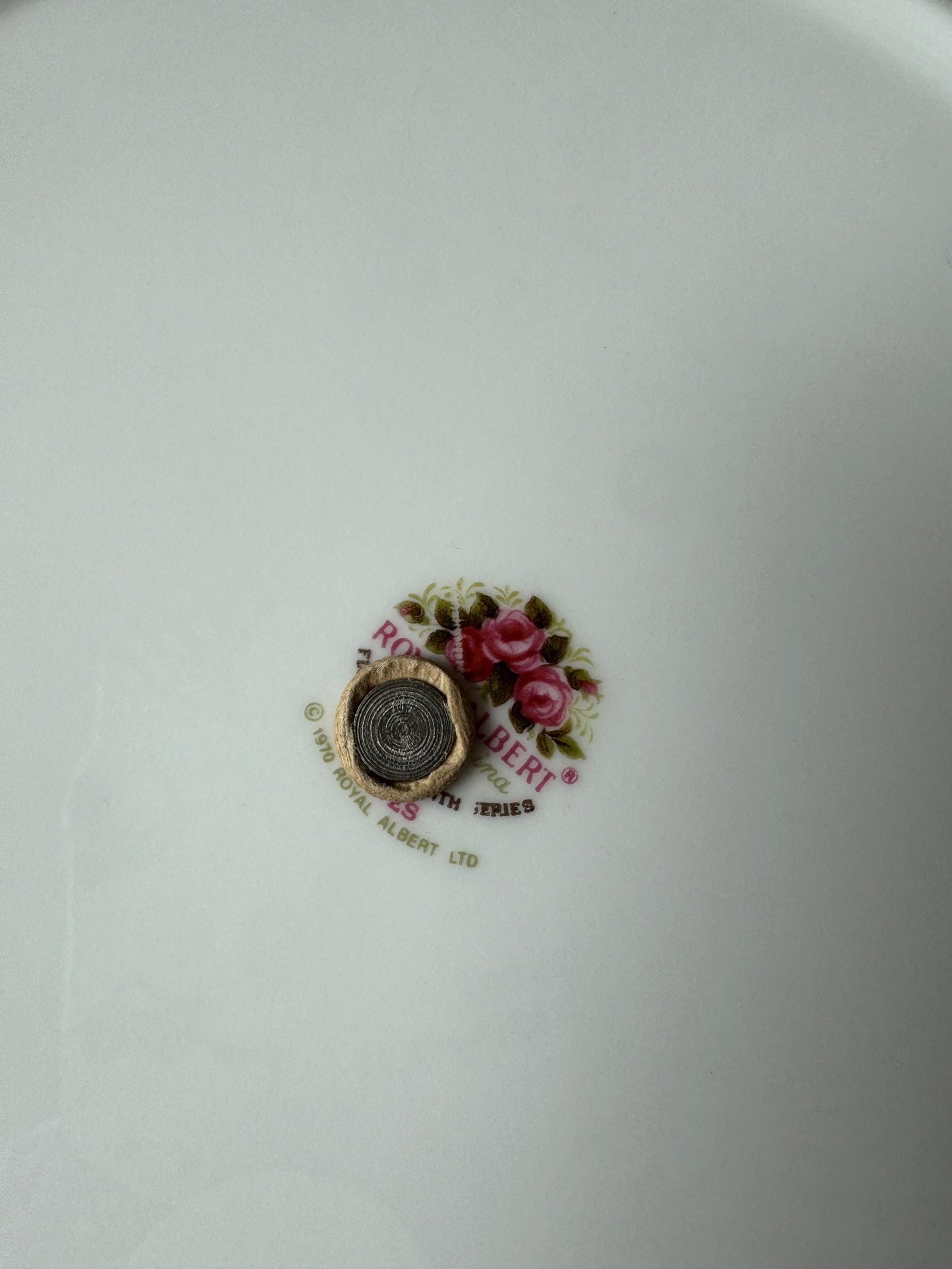 Royal Albert "Flower of the Month" June, Vintage 1-Tier Cake Stand, Bone China, 27 cm, Roses Pattern, For High Tea, Gift, Golden Handle, UK