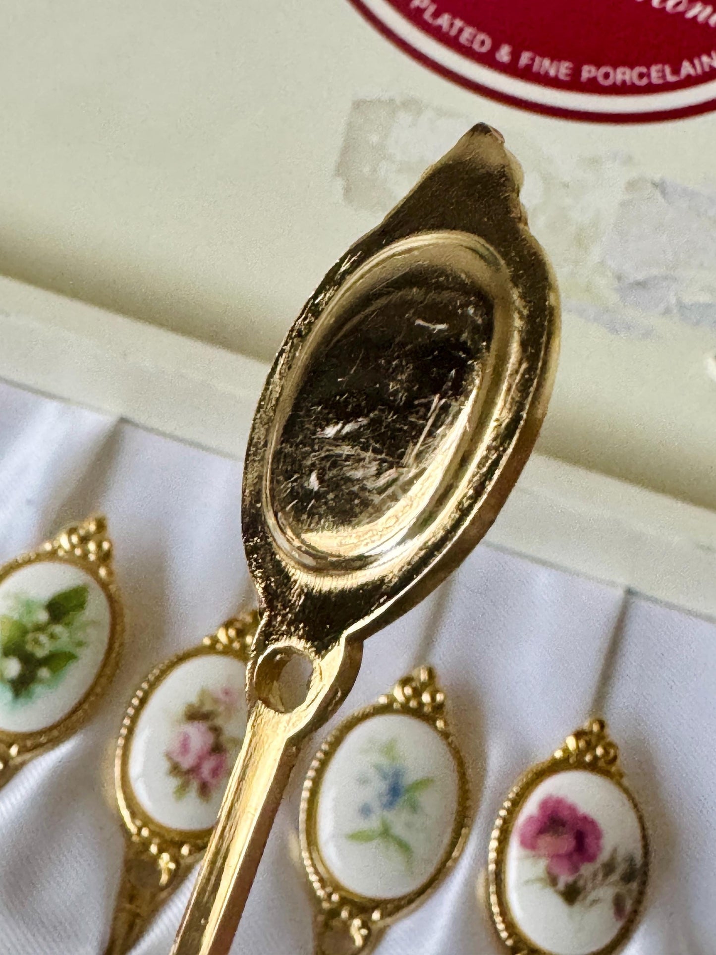 Vintage Hard to Find & Very Collectible Royal Albert "Flower of the Month" 12 Gold Plated Cake Forks, Original Box, Used, Rare Find, Japan