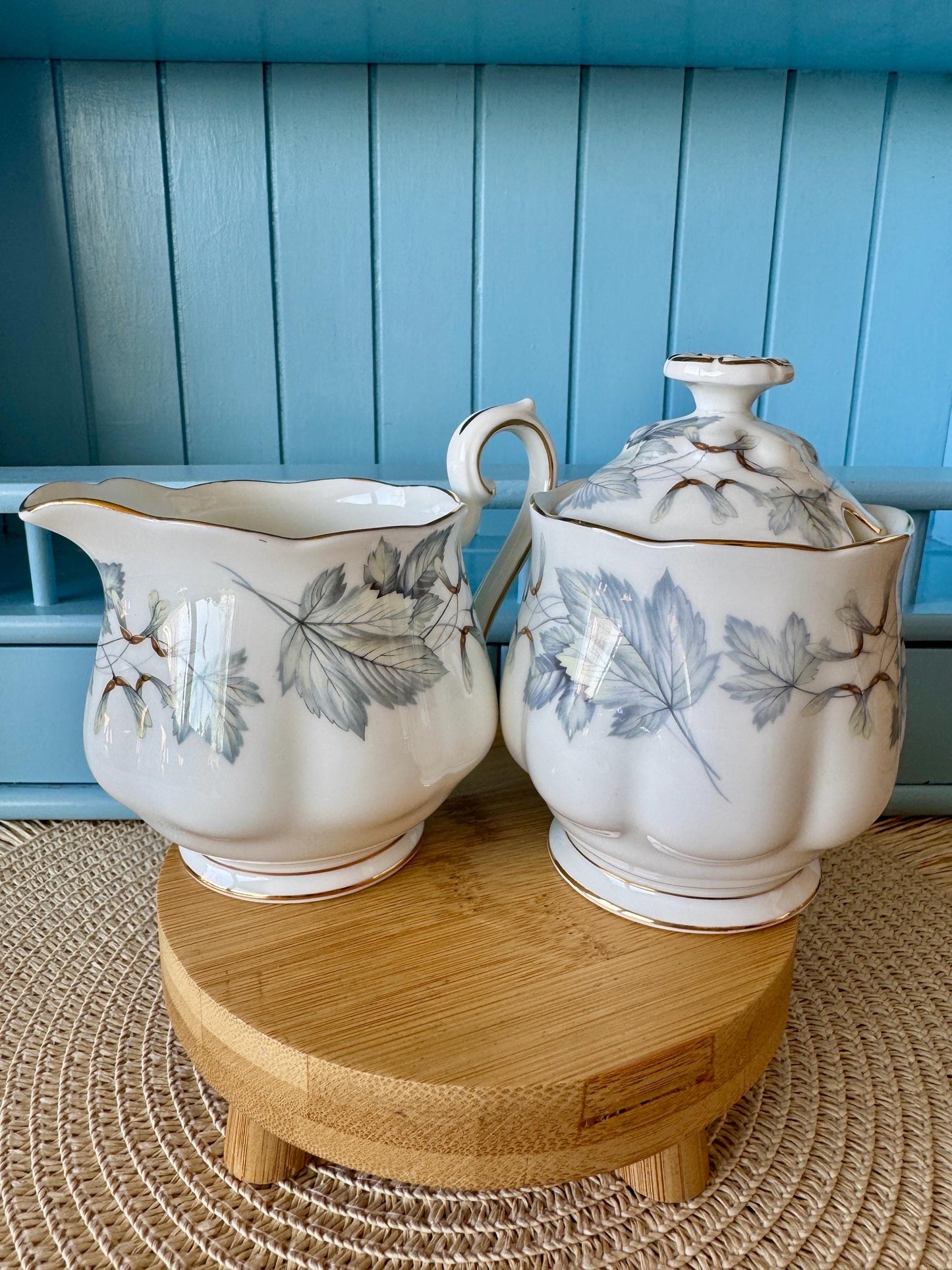 Very Rare Hard To Find "2 Cup" Royal Albert "Silver Maple" TeaPot, Small TeaPot, Bone China, Previously Owned, Gray Leaf Decor, England