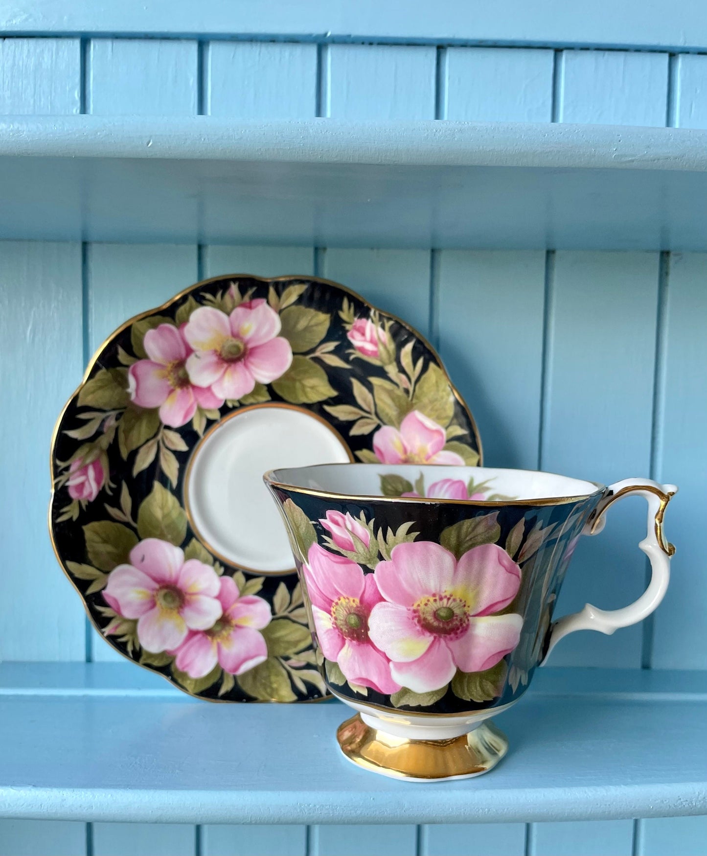 Vintage Royal Albert "Alberta Rose" Provincial Flowers TeaCup & Saucer, Fine Bone China, Previously Loved Vintage, Male Sized, Made England