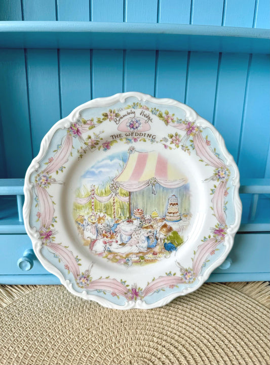 Vintage Royal Doulton "Brambly Hedge"  The Wedding Plate, 8 Inch Plate, Jill Barklem, Bone China, Pretty Wedding & Mice Decor, England