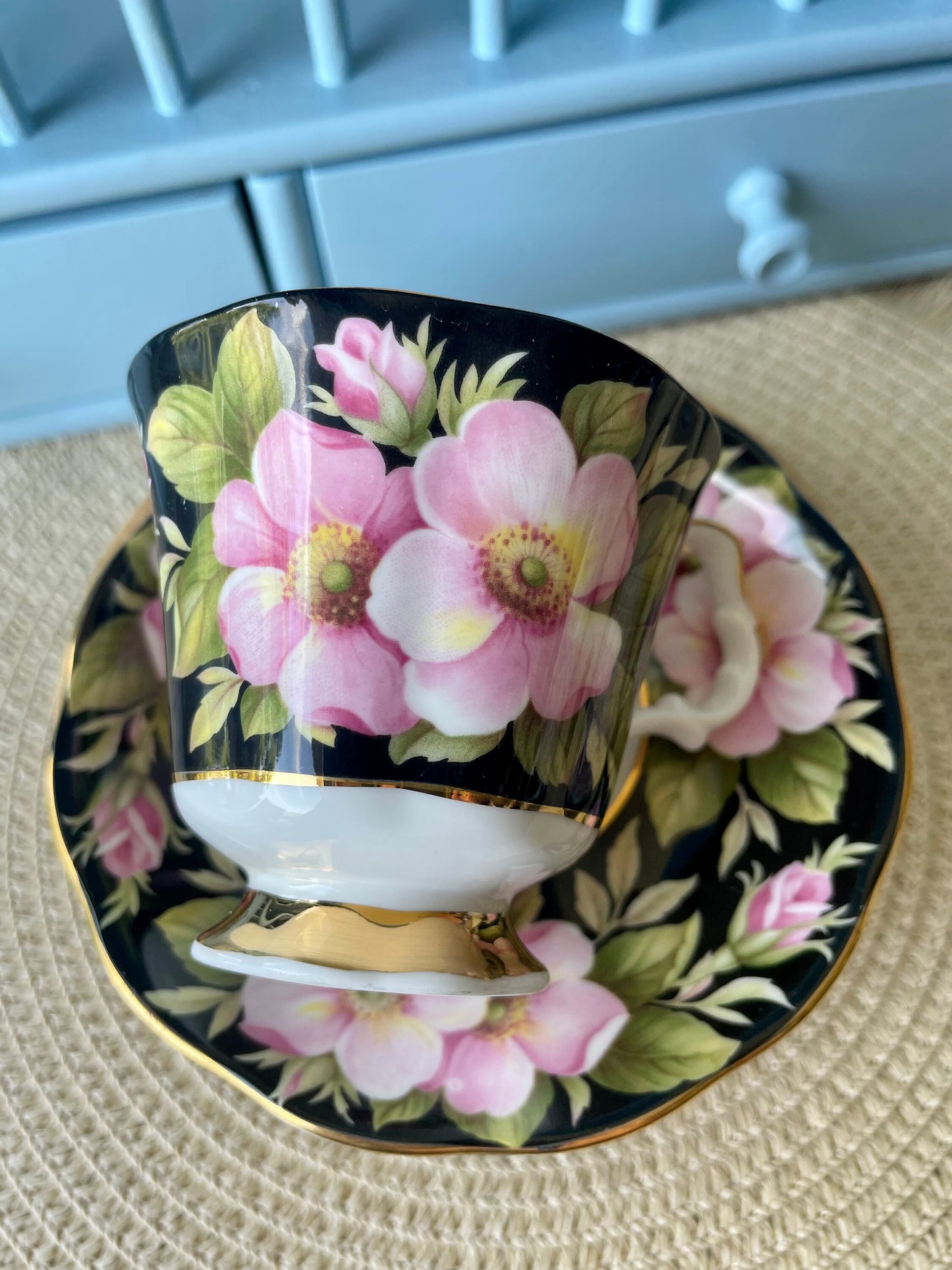 Vintage Royal Albert "Alberta Rose" Provincial Flowers TeaCup & Saucer, Fine Bone China Previously Loved, HighTea Party, Male And Female Set