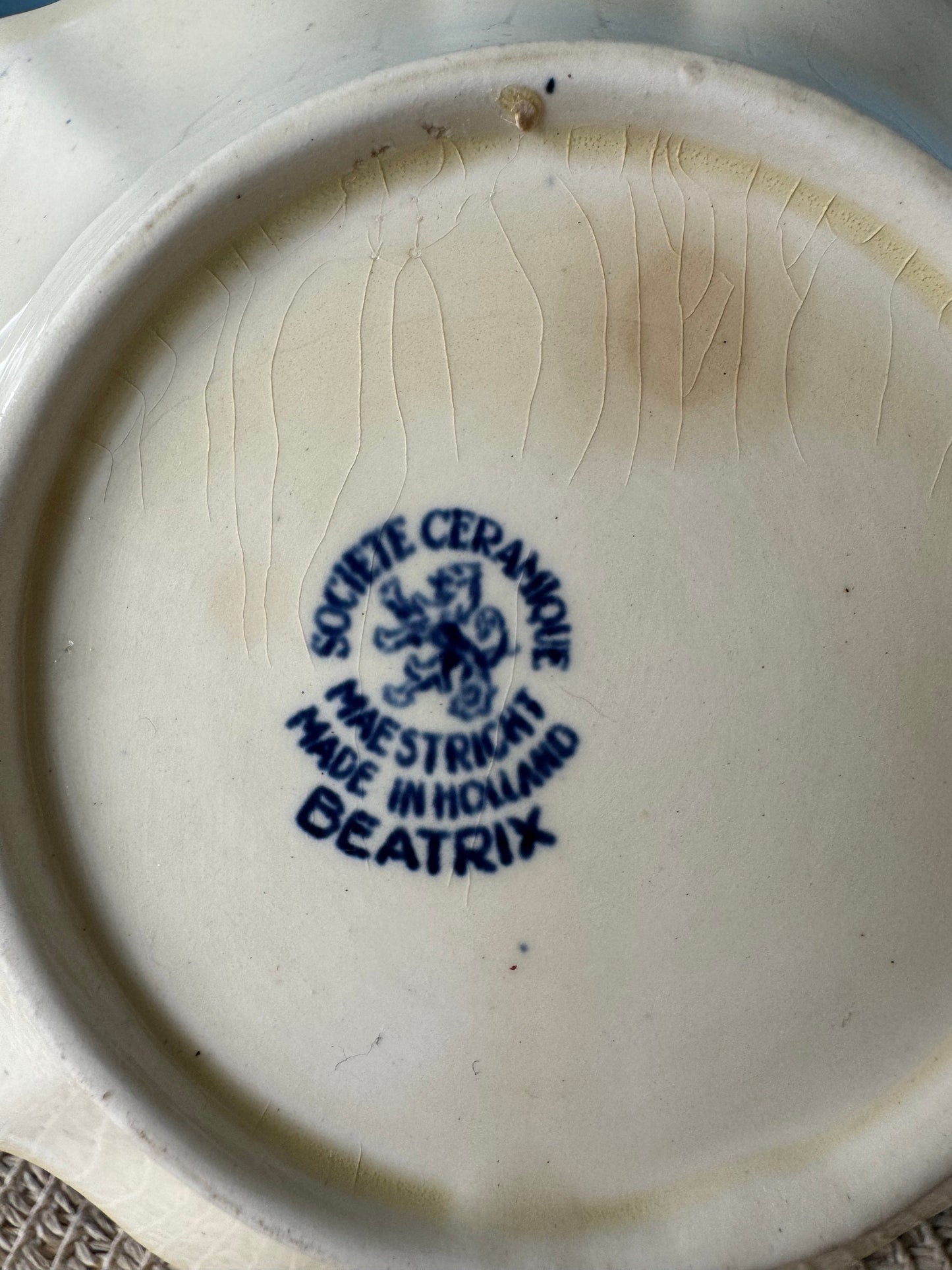 Pretty Silver Plated 'Beatrix' Bonbon Plate w/ Handle, Previously Loved, Société Ceramique Maestricht, Beautiful Blue Floral Decor, Holland