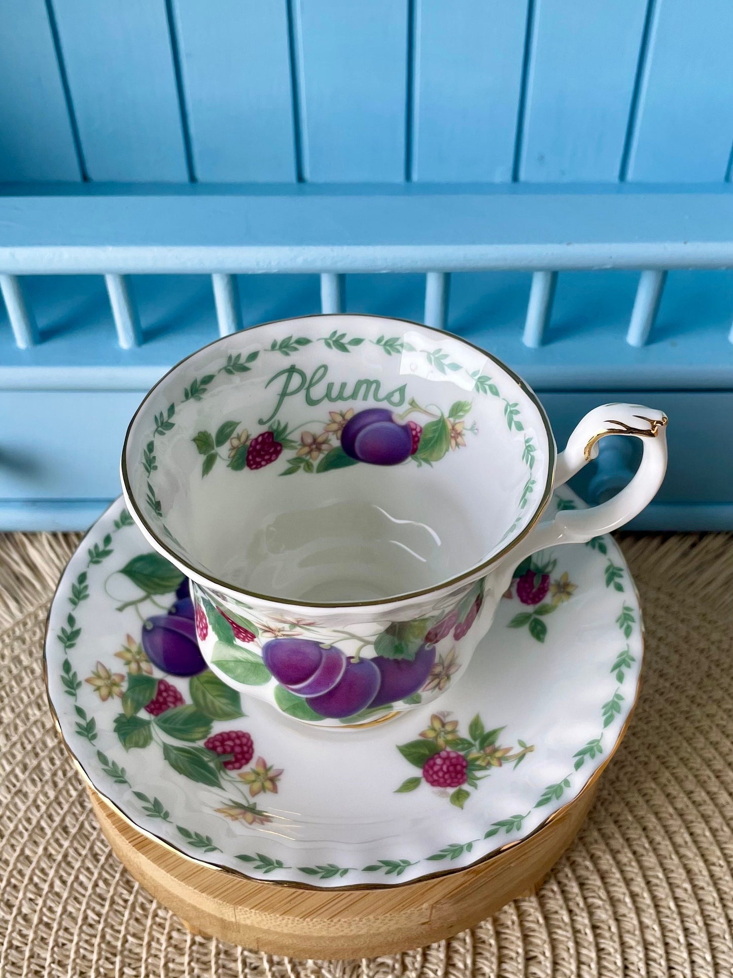 Vintage Royal Albert "Covent Garden Series "Male sized Teacup, Plum, Teacup and Saucer Set, Fine Bone China , Previously Loved, Made England