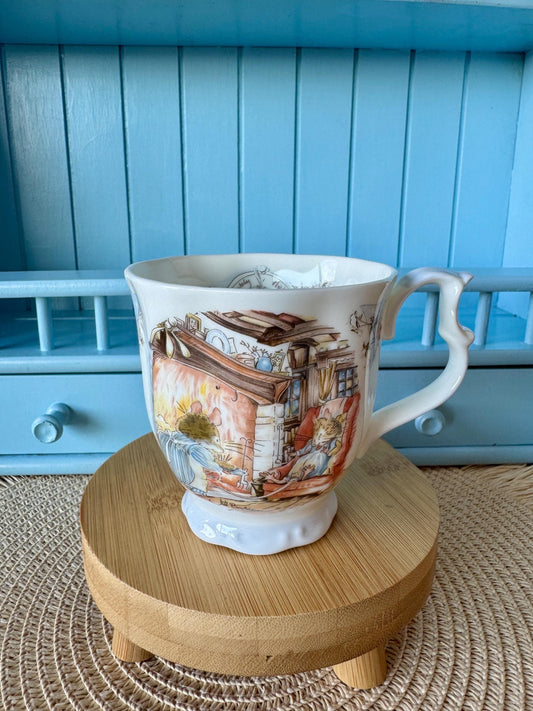 Vintage Royal Doulton "Brambly Hedge"  Winter Mug, Baby Blue and Winter Accents , Jill Barklem, Bone China, Winter, Snow Mice Decor, England