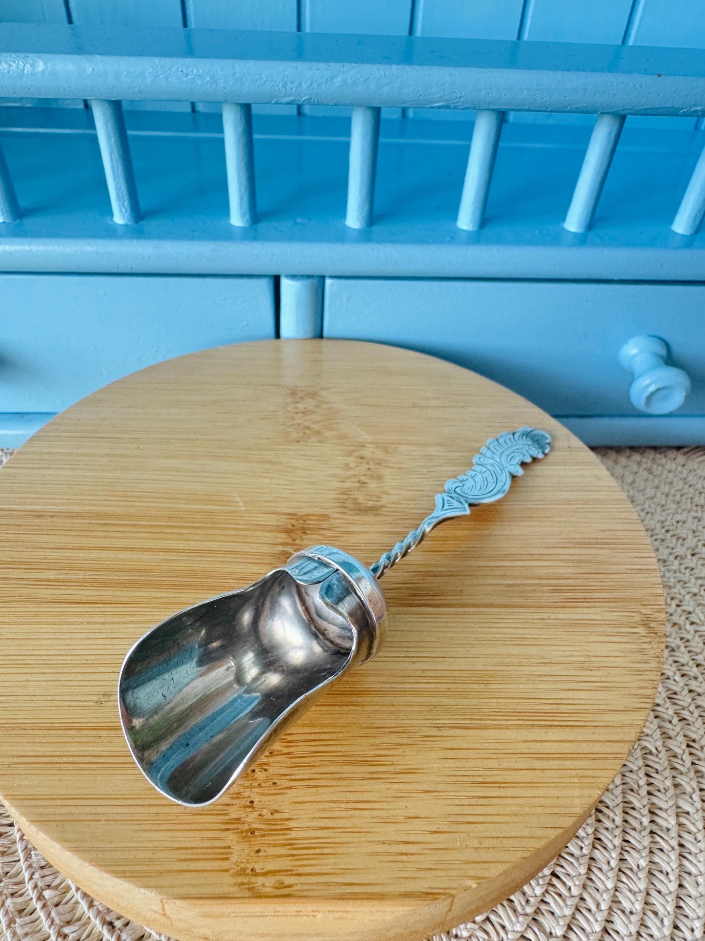 Vintage Silver-Plated Sugar Scoop – Ornate Rococo Handle & Twisted Stem, PR 90, Shabby Chic, Downton Abbey, Food Photo Props, Gift For Mom