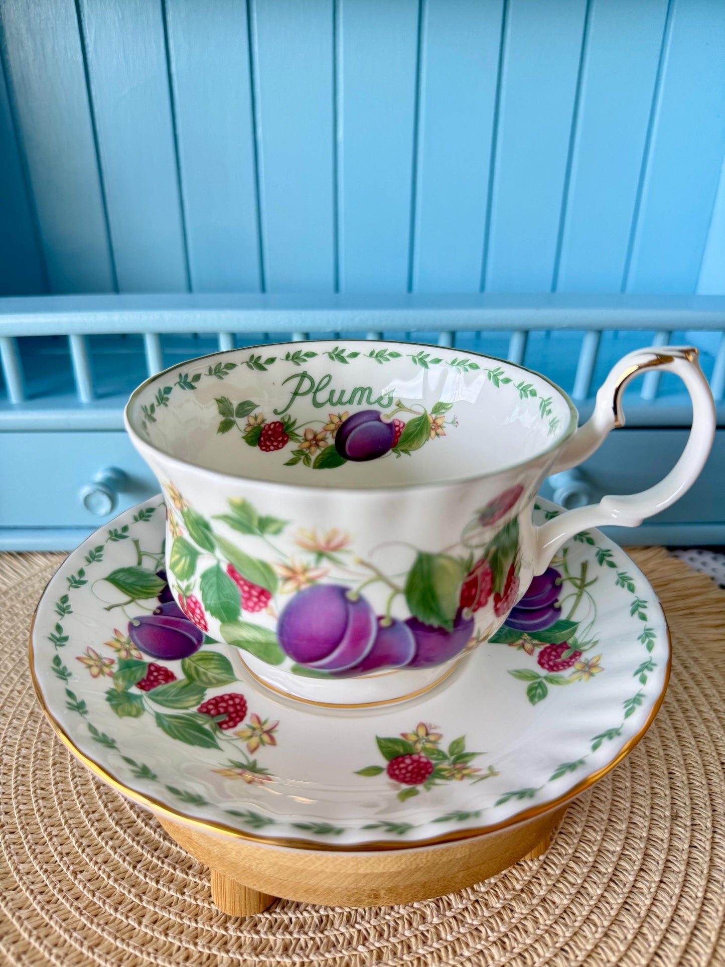 RARE Vintage Royal Albert "Covent Garden" Breakfast Set, Plums, Cereal Breakfast Cup and Saucer, Bone China , Previously Loved, England