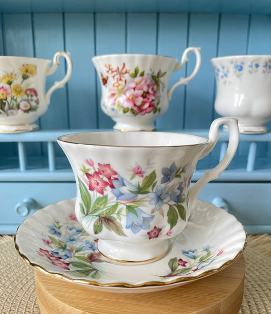 Vintage Royal Albert Bourton Summertime Series Male Sized TeaCup & Saucer, Fine Bone China, Made In England, HighTea Party, Previously Loved