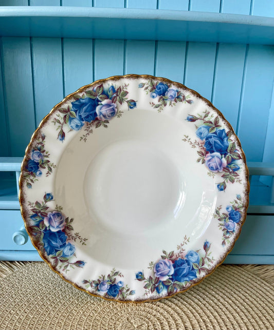 Vintage Royal Albert 'Moonlight Rose' Soup Plate, Size 20.5cm, 6 Available P.P, Bone China Previously Loved, Blue Roses Decor, Made England
