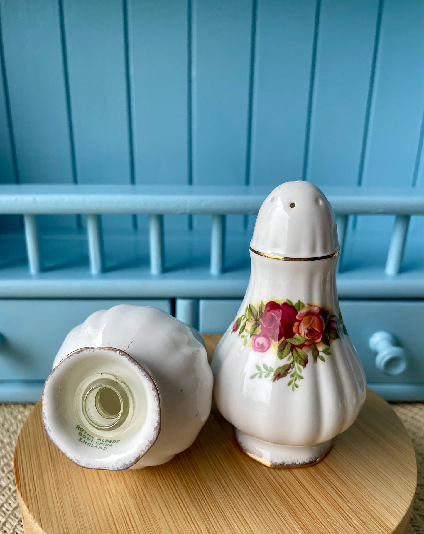 Vintage 1960's Royal Albert "Old Country Roses" Salt & Pepper Shakers, Fine Bone China, Previously Loved Vintage, Perfect For Collectors