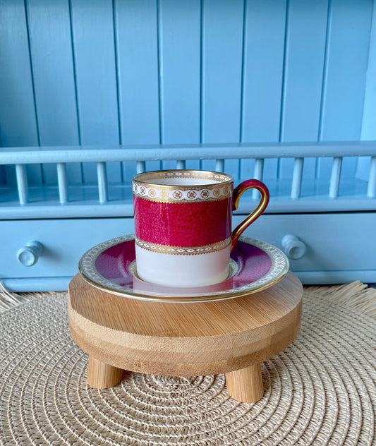 Hard to Find Rare Vintage Wedgwood Ulander, Powder Ruby Coffee or Espresso Cup & Saucer, Beautiful Ruby Red and Gold Decor, Made in England