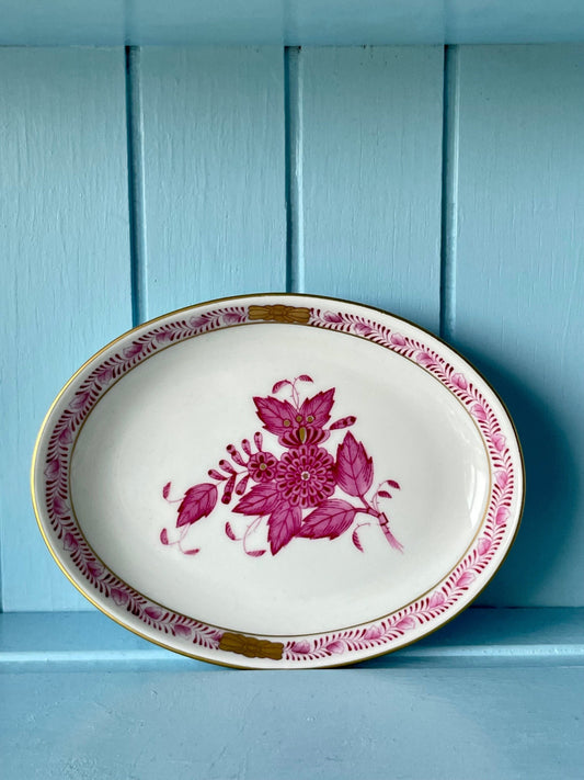 Sweet Vintage Herend Apponyi Raspberry Small Trinket Dish, HandPainted Hungarian Porcelain, Previously Loved, Perfect Gift For Herend Lovers