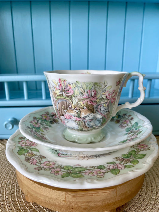 Hard to Find Vintage Royal Doulton Trio 'Summer' from the Brambly Hedge Gift Collection, Jill Barklem 1987, Summer Mice Decor, Made England