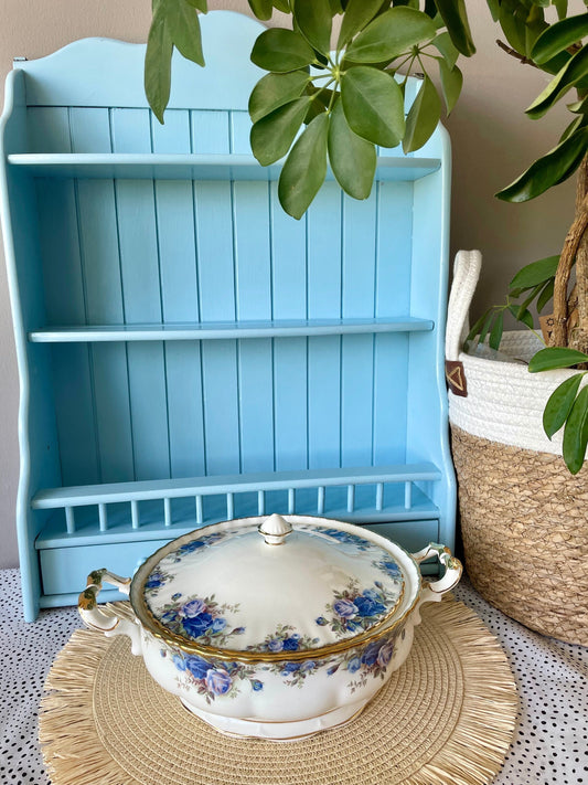 Very Rare Find, Vintage Royal Albert "Moonlight Rose" Tureen, Deck Bowl, Fine Bone China, Blue Roses Decor, Table Elegance, Made in England