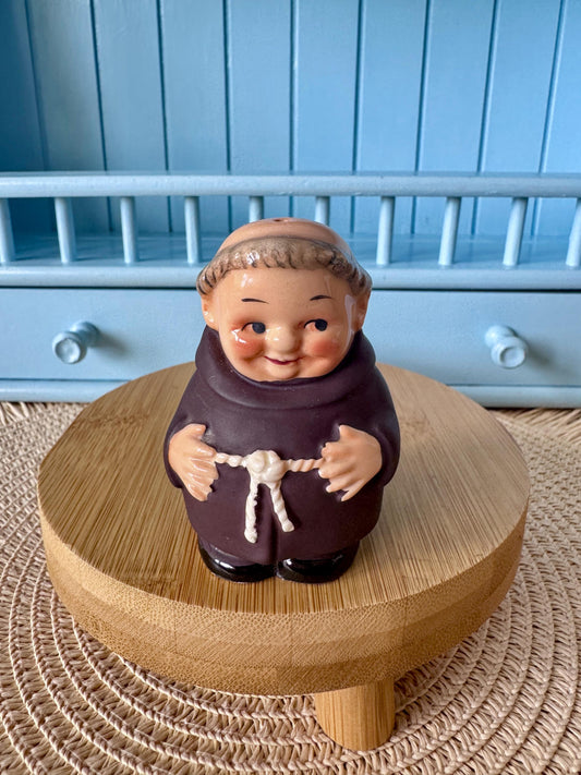 Vintage Goebel Monks Salt Shaker - Friar Tuck Figurine, Collectible Ceramic Shaker, West Germany, Monk Salt, 1950s Monk Decor, German Made