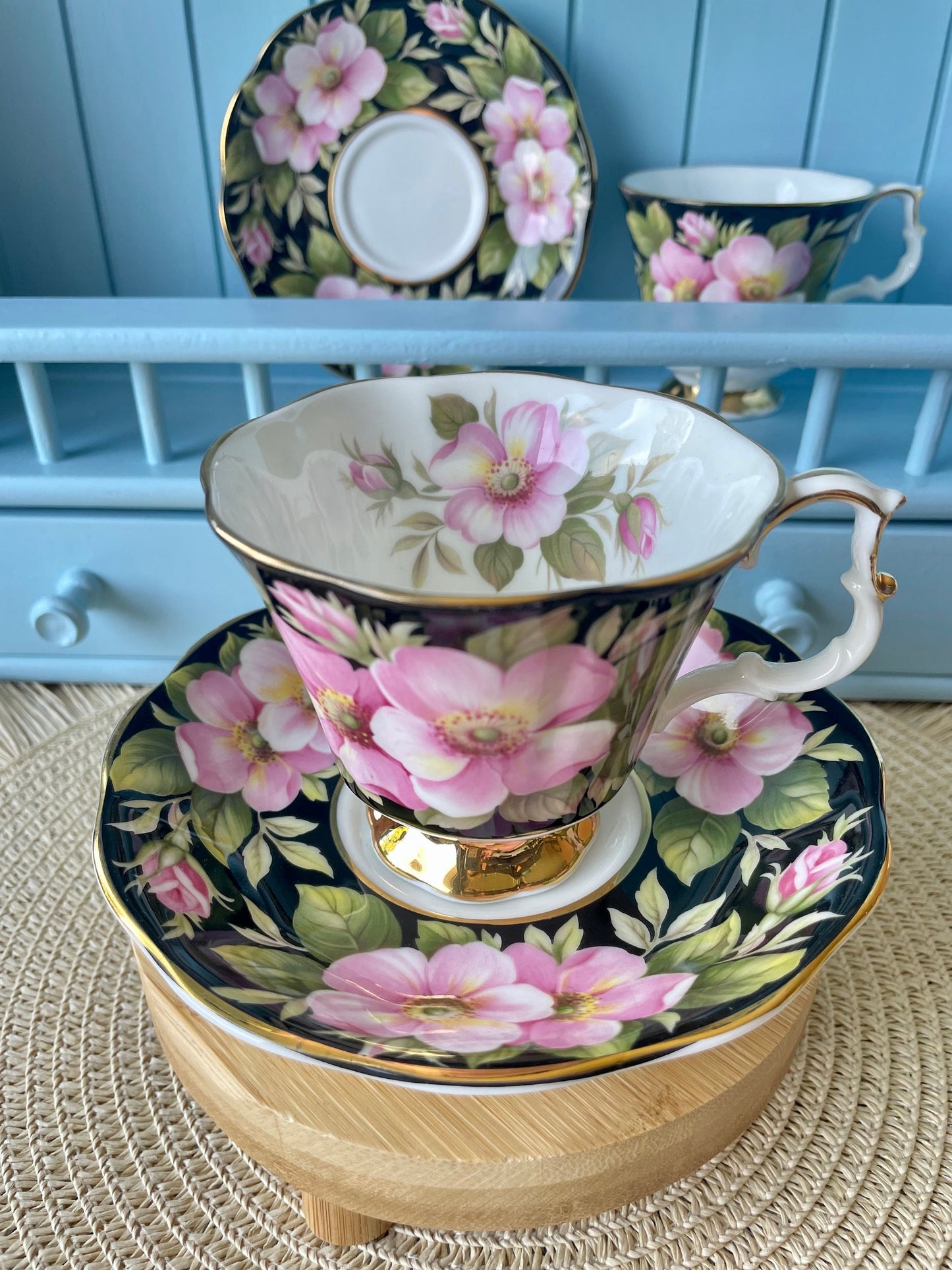 Vintage Royal Albert "Alberta Rose" Provincial Flowers TeaCup & Saucer, Fine Bone China Previously Loved, HighTea Party, Male And Female Set