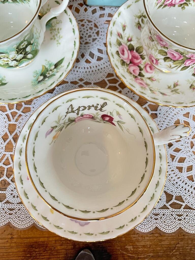 Royal Albert Flower Of The Month Gentleman Sized Duo's Cup & Saucer, Fine Bone China, Royal High Tea Party, Bridal Party. Collectors Item!