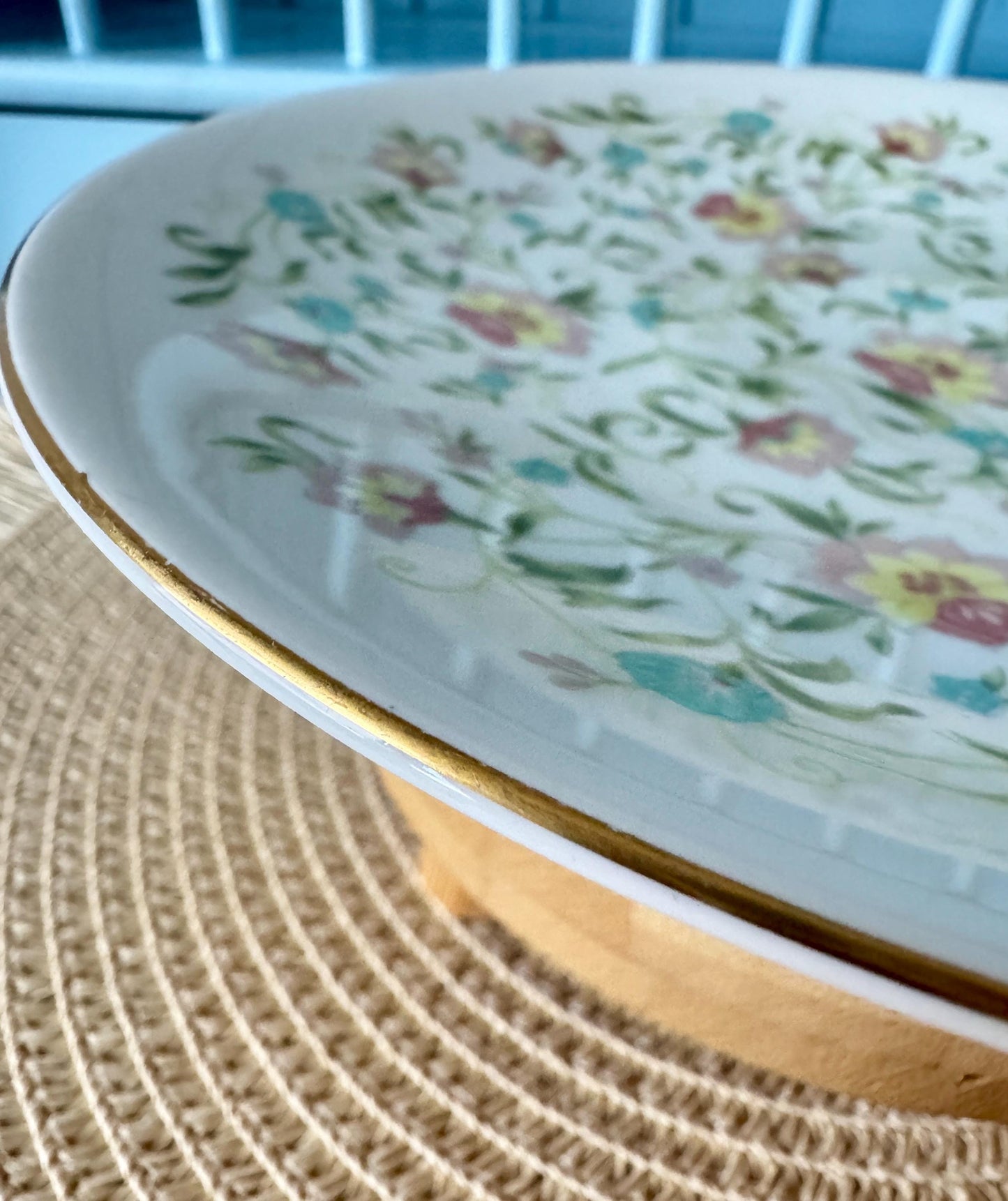 Rare Vintage Coalport "Fantasy" Hard to Find Pedestal Cake Stand, Bone China, Previously Loved, Pretty Green Pink and Green Floral , England