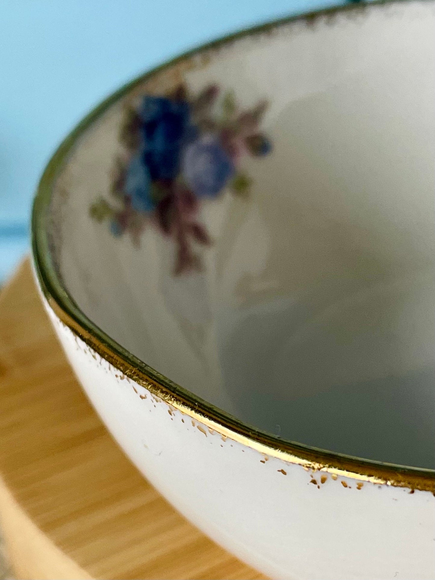 Very Collectible Concorde and Royal Albert Moonlight Rose Collaboration, Fruit/ Salade Bowl, Bone China, Beautiful Blue Roses Decor, England