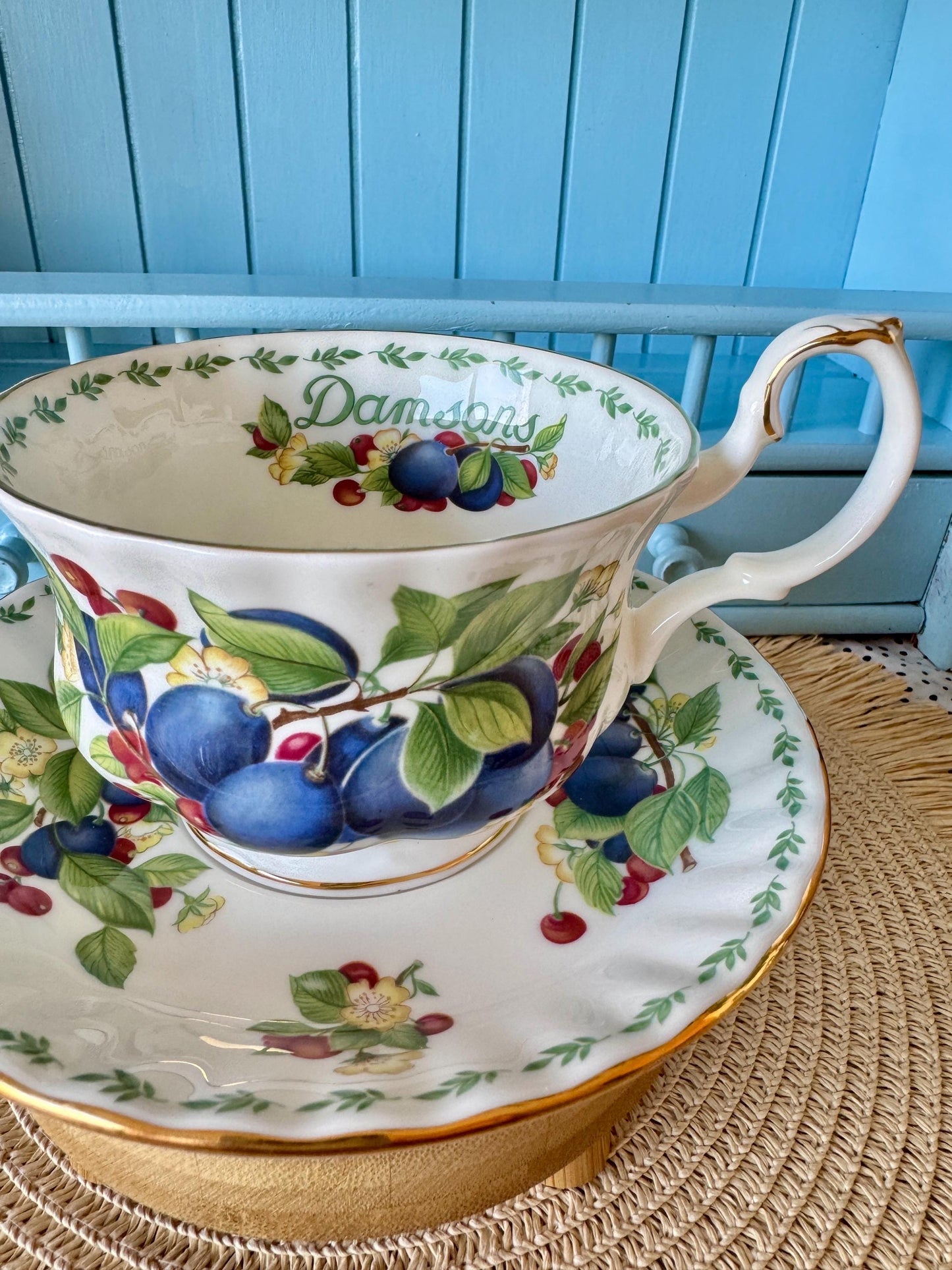 RARE Vintage Royal Albert "Covent Garden" Breakfast Set, Damsons, Cereal Breakfast Cup and Saucer, Bone China , Previously Loved, England