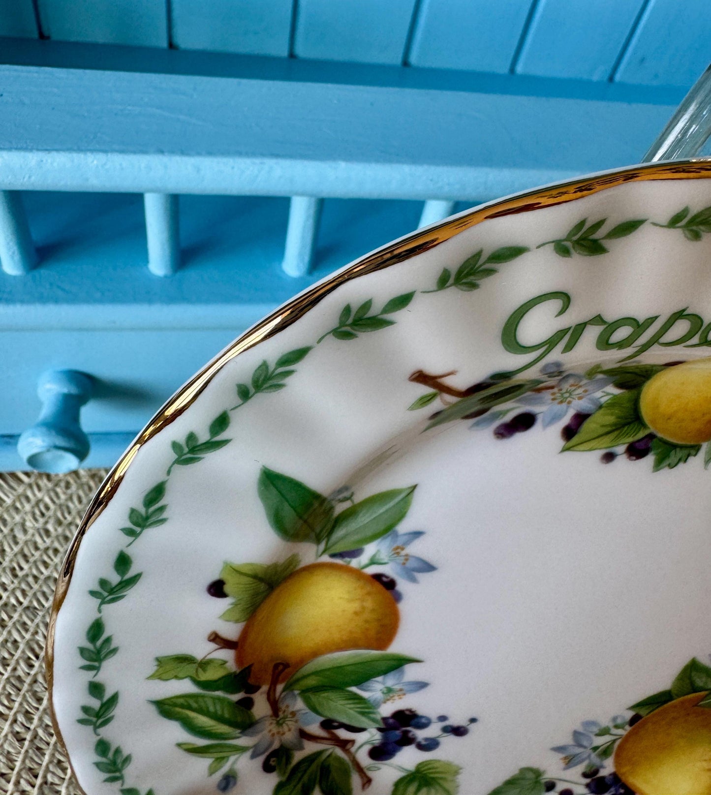 Vintage Royal Albert "Covent Garden" Lunch Plates in Grapefruit, Gooseberries, Damsons, Apples, Breakfast Plate 20,5cm, Bone China, England