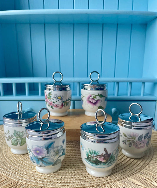 Vintage Royal Worcester Egg Coddlers: A Delightful Table Treasure, 6 Designs, Egg Coddler, Floral Bird and Blackberry Decor, Made in England