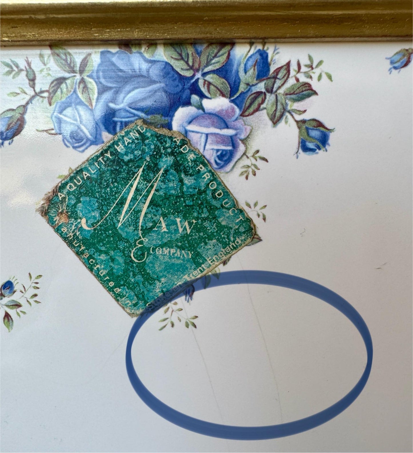 RARE Vintage Moonlight Rose Serving Tray for Tea Lovers, Wood with Handles, 6 Tiles, Sturdy Wooden Frame, Great for Serving & Display, Gift