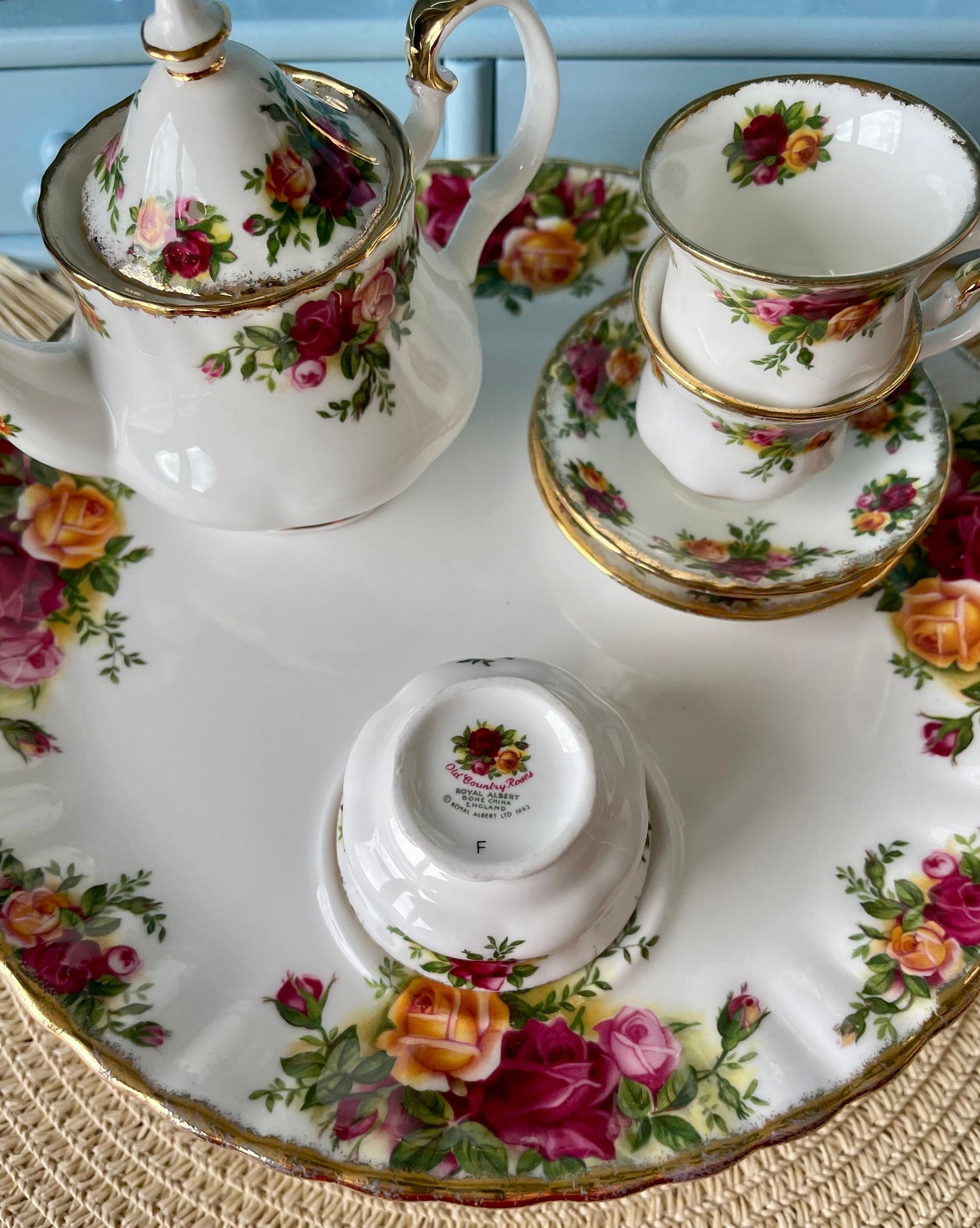 Vintage Royal Albert "Old Country Roses" Miniature Tea Set, First Quality, Fine Bone China, Previously Loved Vintage, Made in England