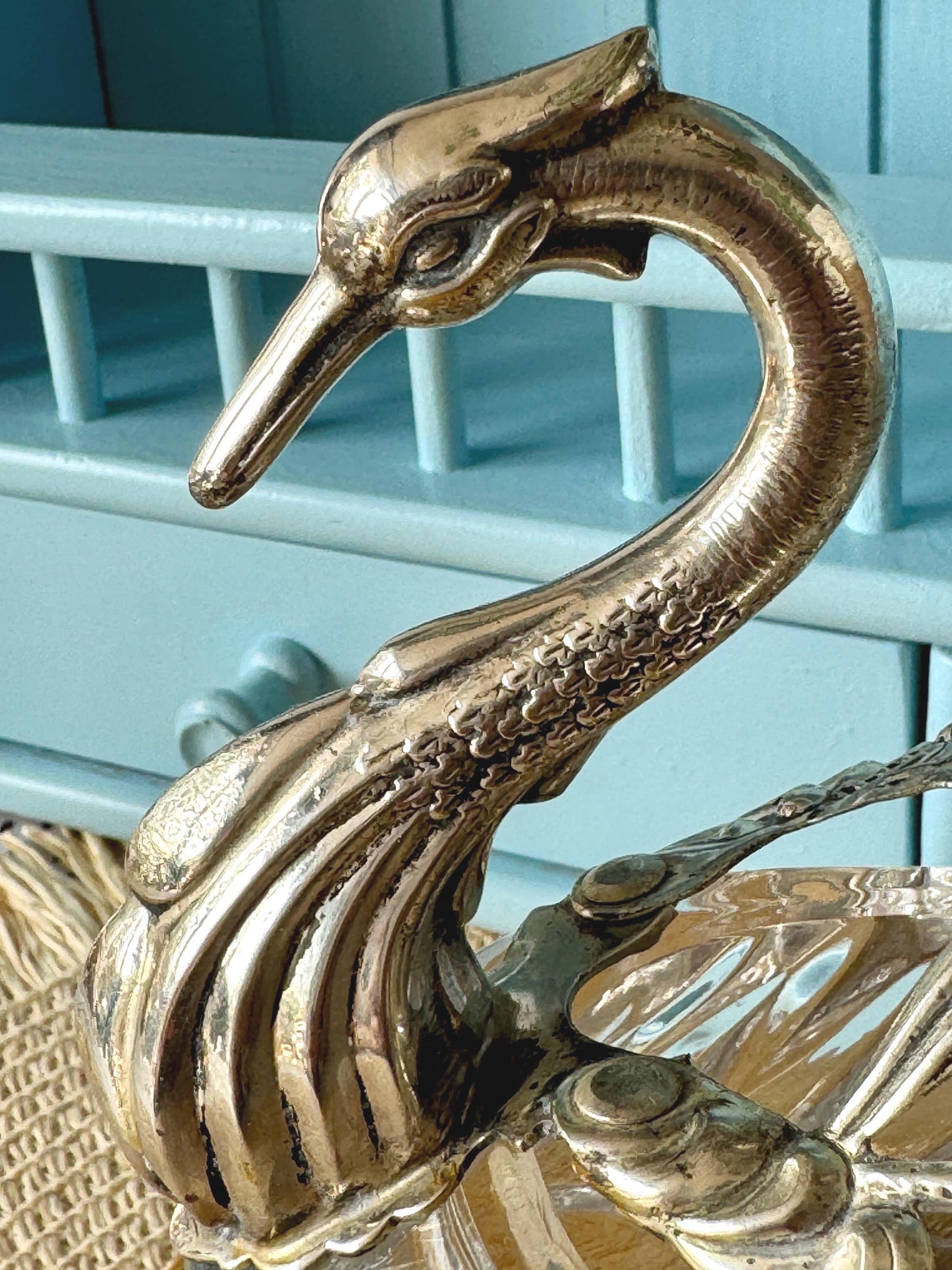 Rare Find: Vintage Swan Sugar Bowl, Crystal with Silver-Toned Rose Wings, Hallmarked Crown & G, Elegant Table Display Piece, Made in France