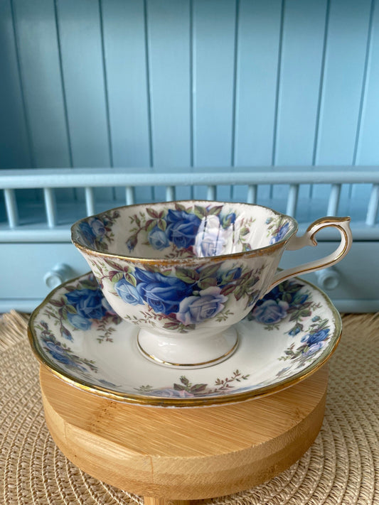 Avon Shaped Royal Albert "Moonlight Rose" Teacup & Saucer, Fine Bone China England, Previously Loved, Highly Sought After, Used Condition