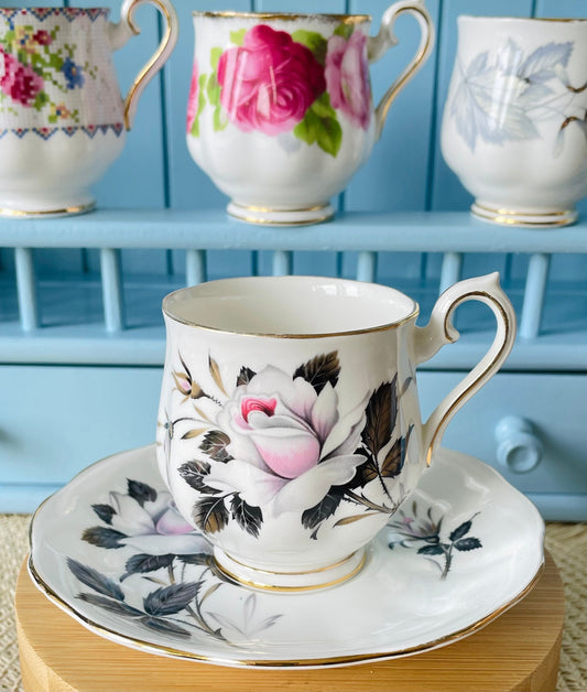 Vintage Royal Albert Queen's Messenger Espresso Cup & Saucer, Fine Bone China, Made in England, Previously Loved, Roses Decor, Perfect Gift