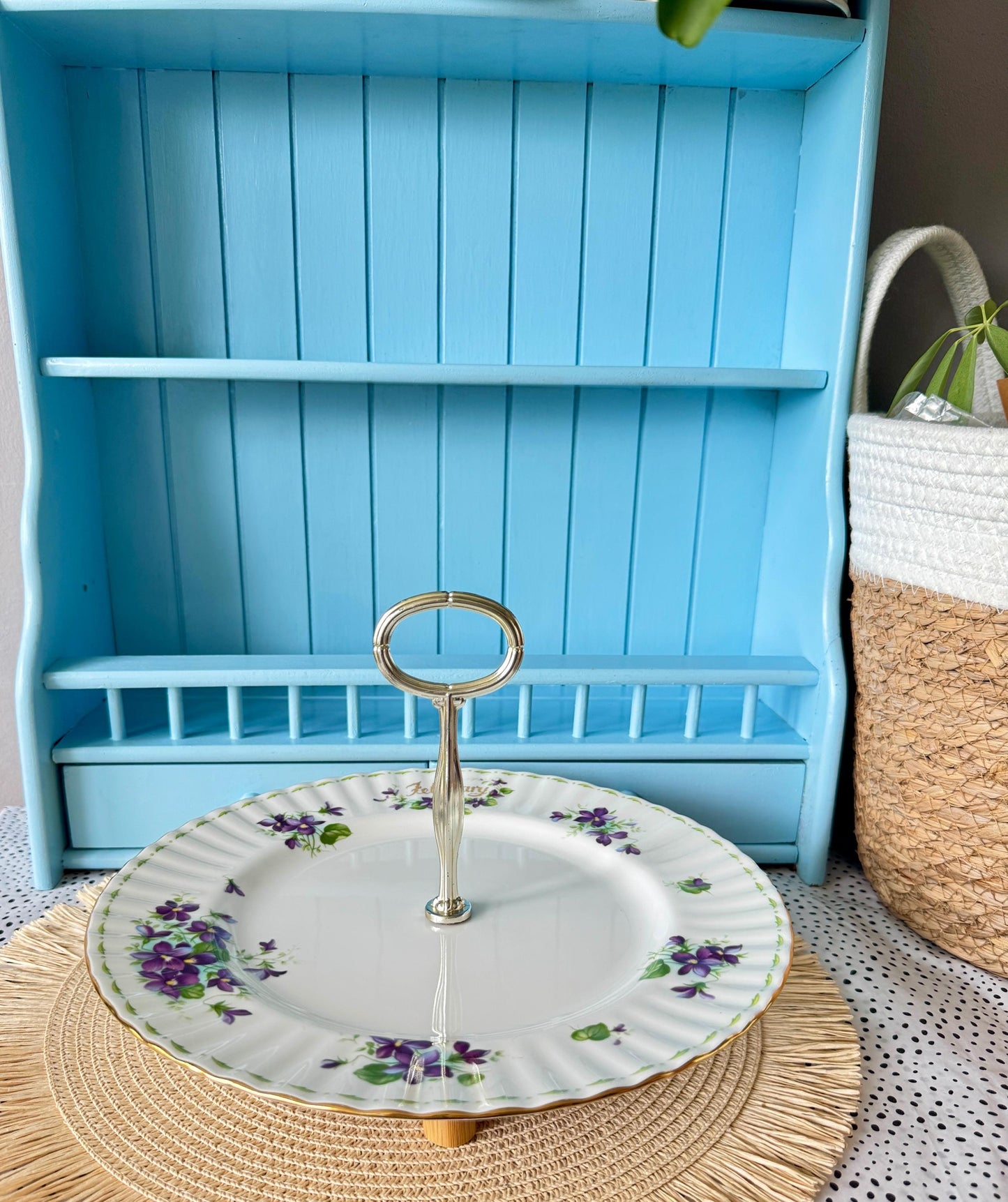 Vintage Royal Albert "Flower Of The Month" February, 1 Tier Cake Stand, Bone China, 27 cm Plate, Previously Loved, High-Tea Party, Gift