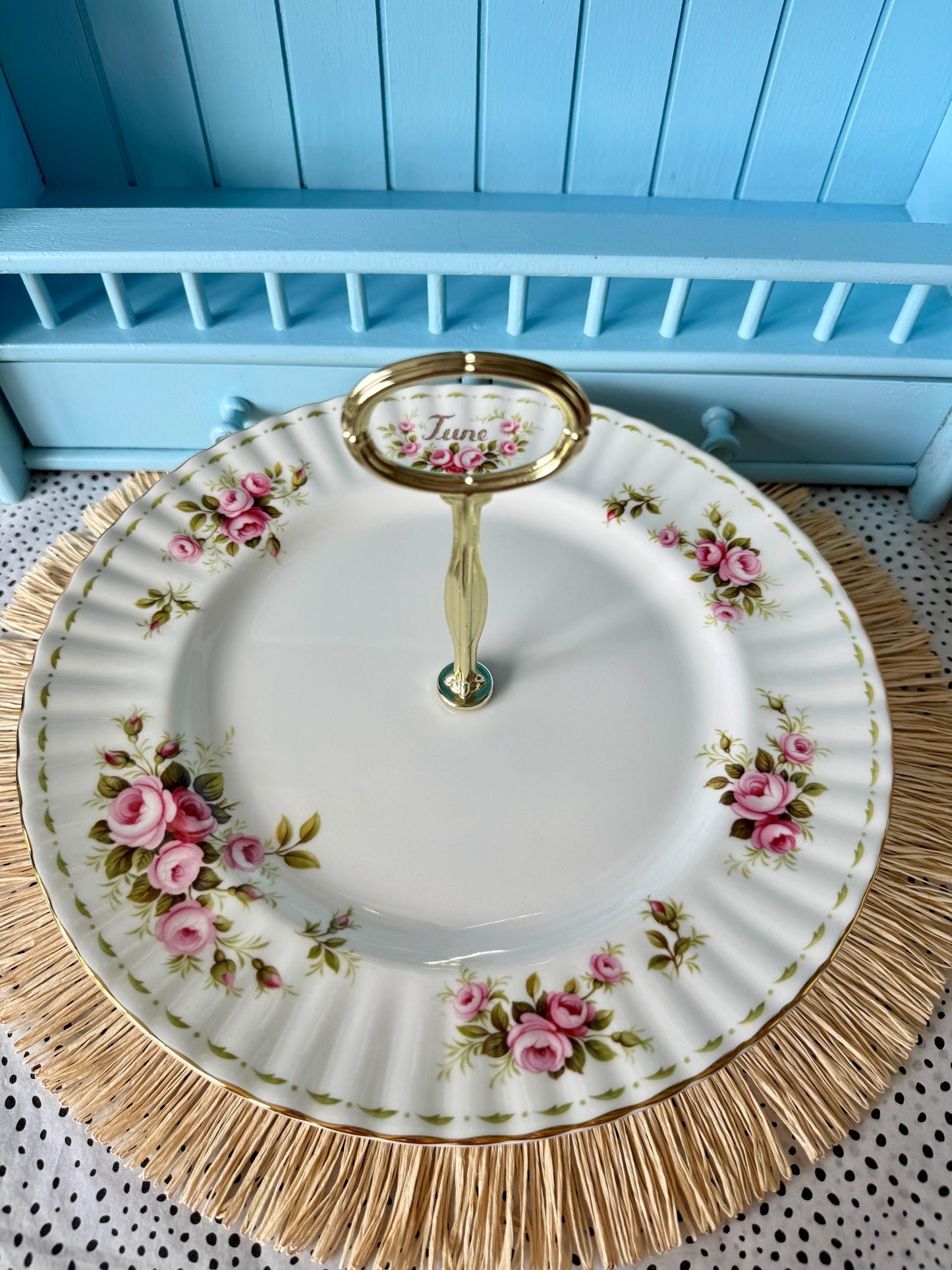 Vintage Royal Albert "Flower Of The Month" June, 1 Tier Cake Stand, Bone China, 27 cm Plate, Previously Loved, High-Tea Party, Gift