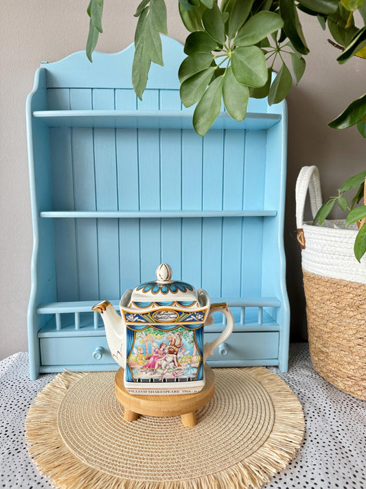 Sadler Shakespeare teapot, Sadler Midsummer Night’s Dream Teapot, Blue & Gold Teapot, Sadler Shakespeare, Staffordshire, Made in England