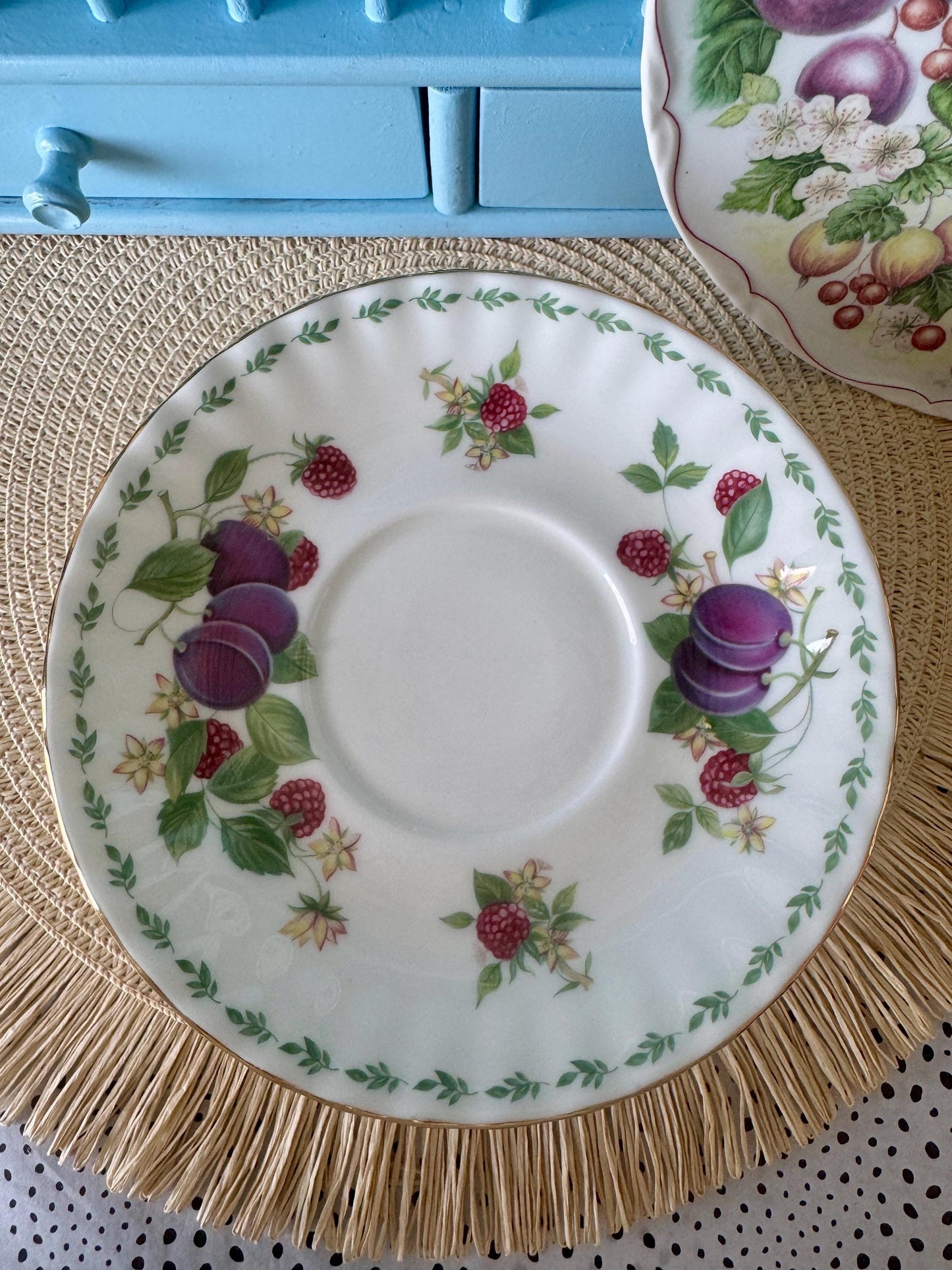 RARE Vintage Royal Albert "Covent Garden" Breakfast Set, Plums, Cereal Breakfast Cup and Saucer, Bone China , Previously Loved, England