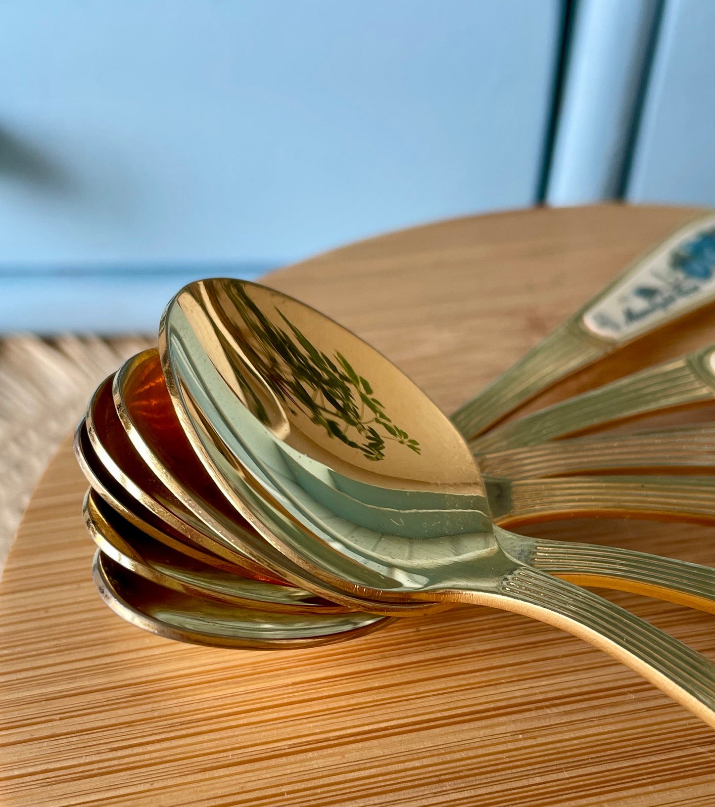 Rare Vintage Royal Albert "Moonlight Rose" TeaSpoon, Set of 6 Gold Hue Spoons, Silver Plated, Previously Loved, For HighTea, Made In England