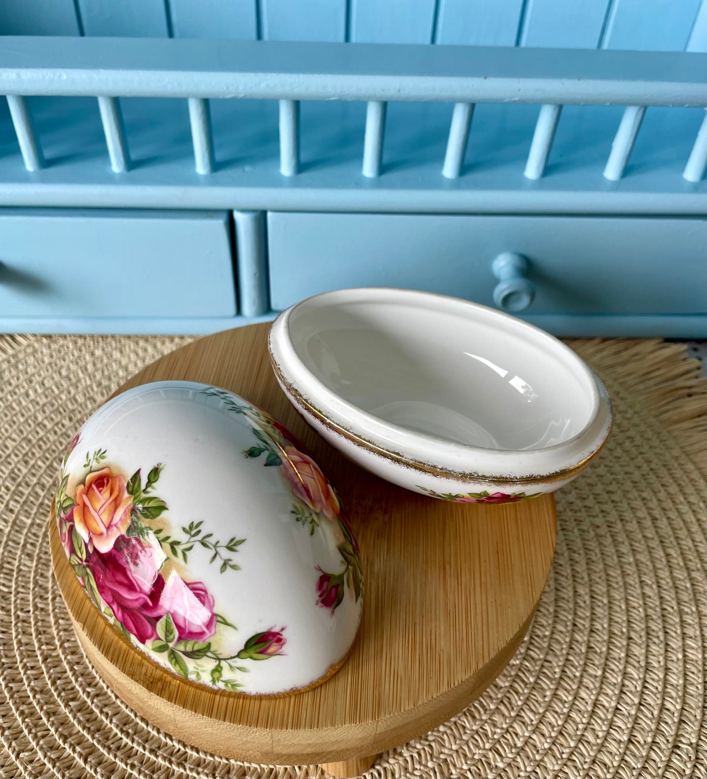 Vintage Royal Albert "Old Country Roses" Trinket Dish Egg Shape, First Edition, Bone China, Previously Loved Vintage, Perfect Gift, England