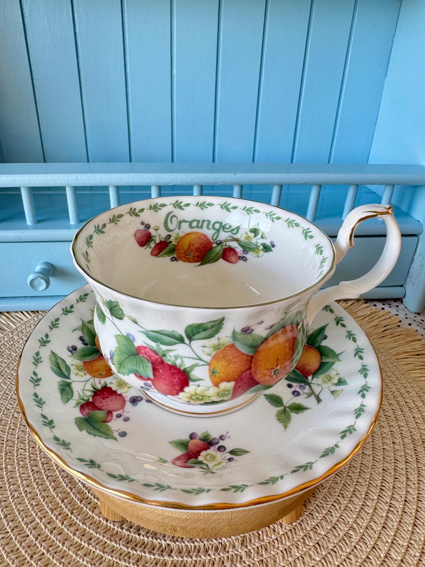 RARE Vintage Royal Albert "Covent Garden" Breakfast Set, Oranges, Cereal Breakfast Cup and Saucer, Bone China , Previously Loved, England