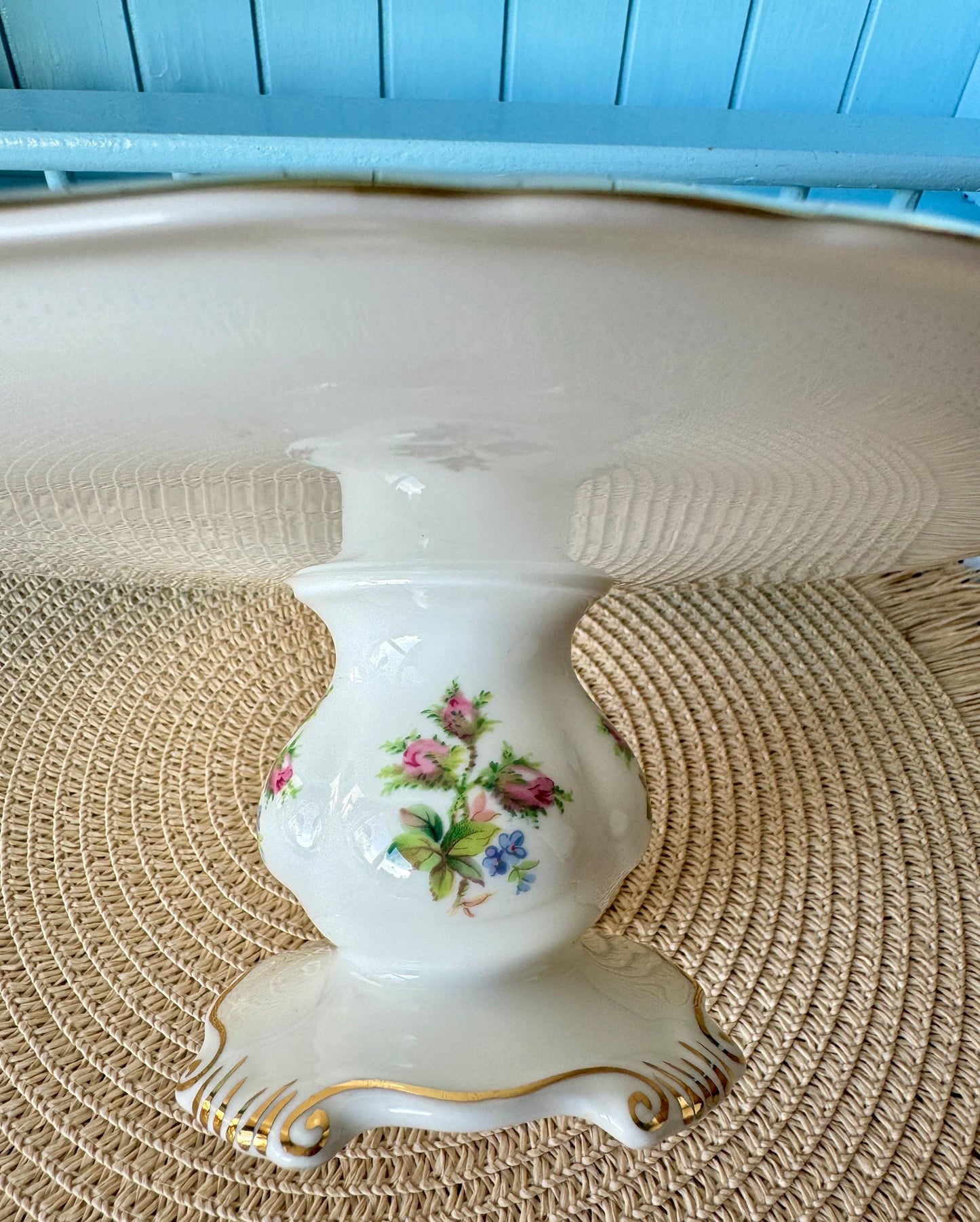 Rare Vintage Royal Albert "Moss Rose" Hard to Find Pedestal Cake Stand, Bone China, Previously Loved, Read Description, Made in England