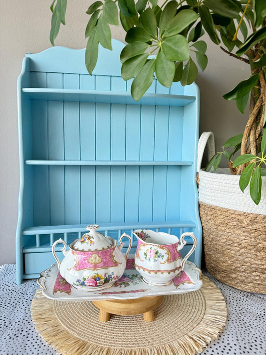 READ DESCRIPTION! Vintage Royal Albert 'Lady Carlyle' Lidded Sugar Jar & Creamer, Previously Loved, Pink Gold Decor, Christmas Gift, England