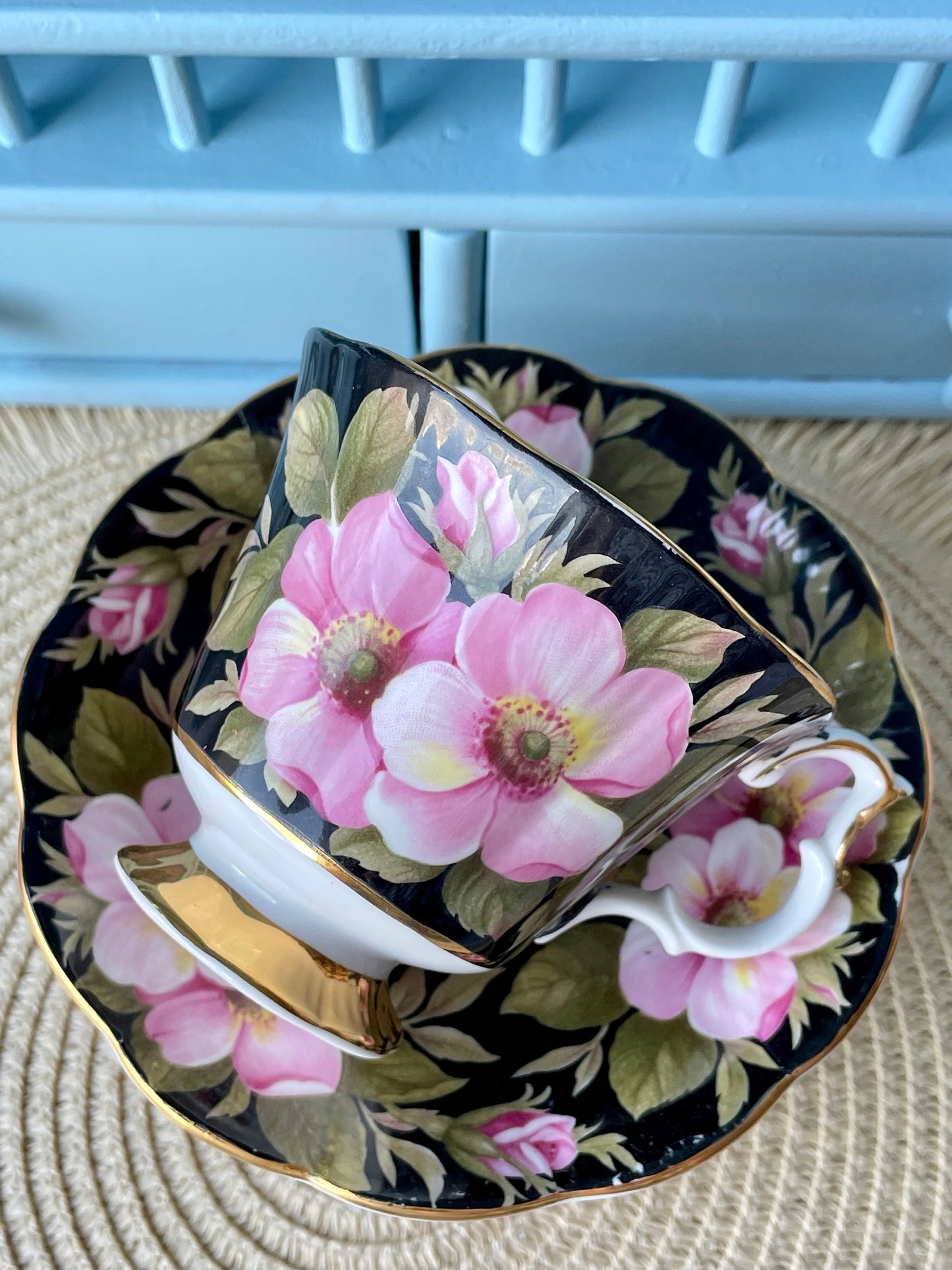 Vintage Royal Albert "Alberta Rose" Provincial Flowers TeaCup & Saucer, Fine Bone China, Previously Loved Vintage, Male Sized, Made England