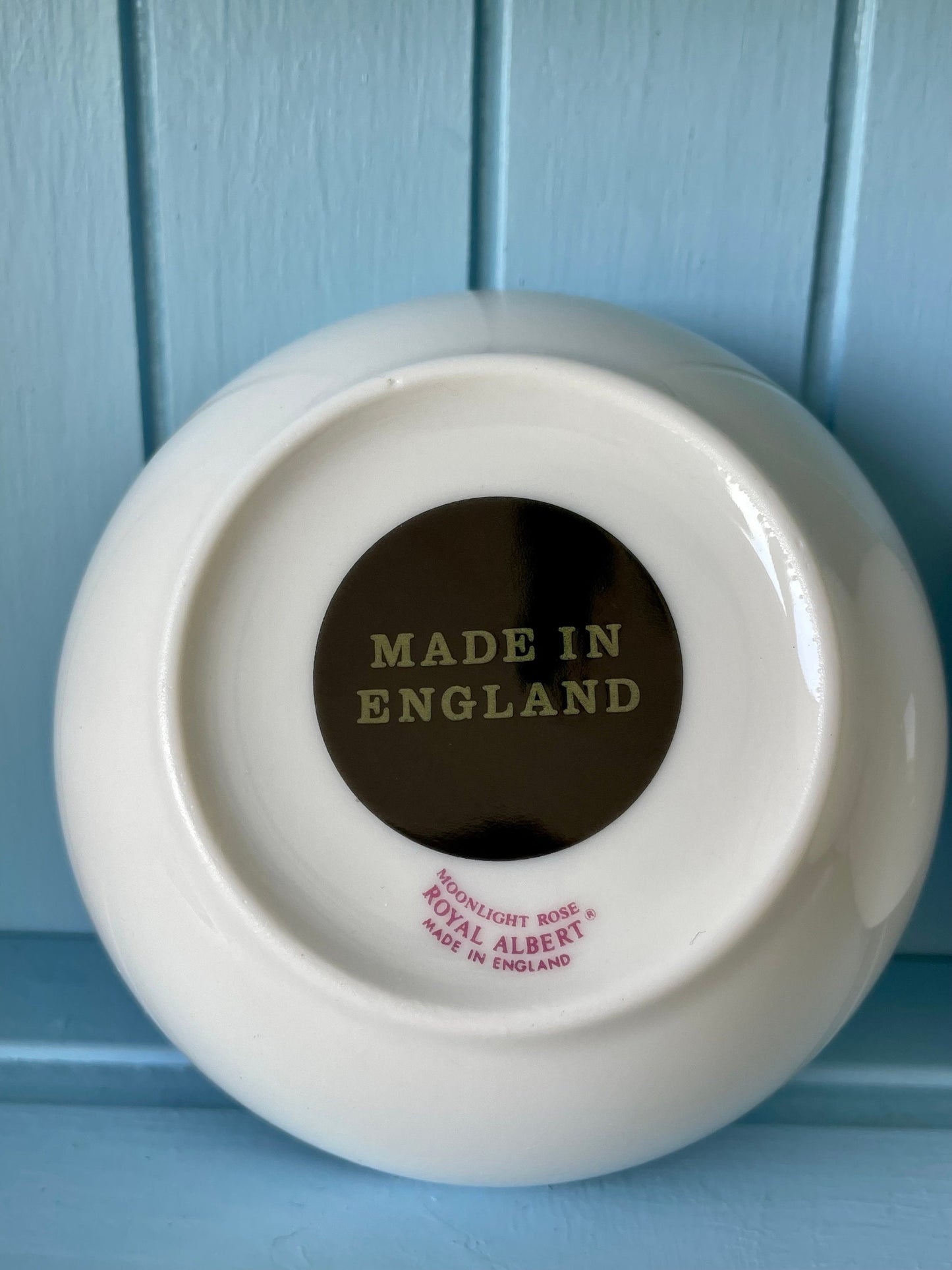 Very Collectible Concorde and Royal Albert Moonlight Rose Collaboration, Fruit/ Salade Bowl, Bone China, Beautiful Blue Roses Decor, England