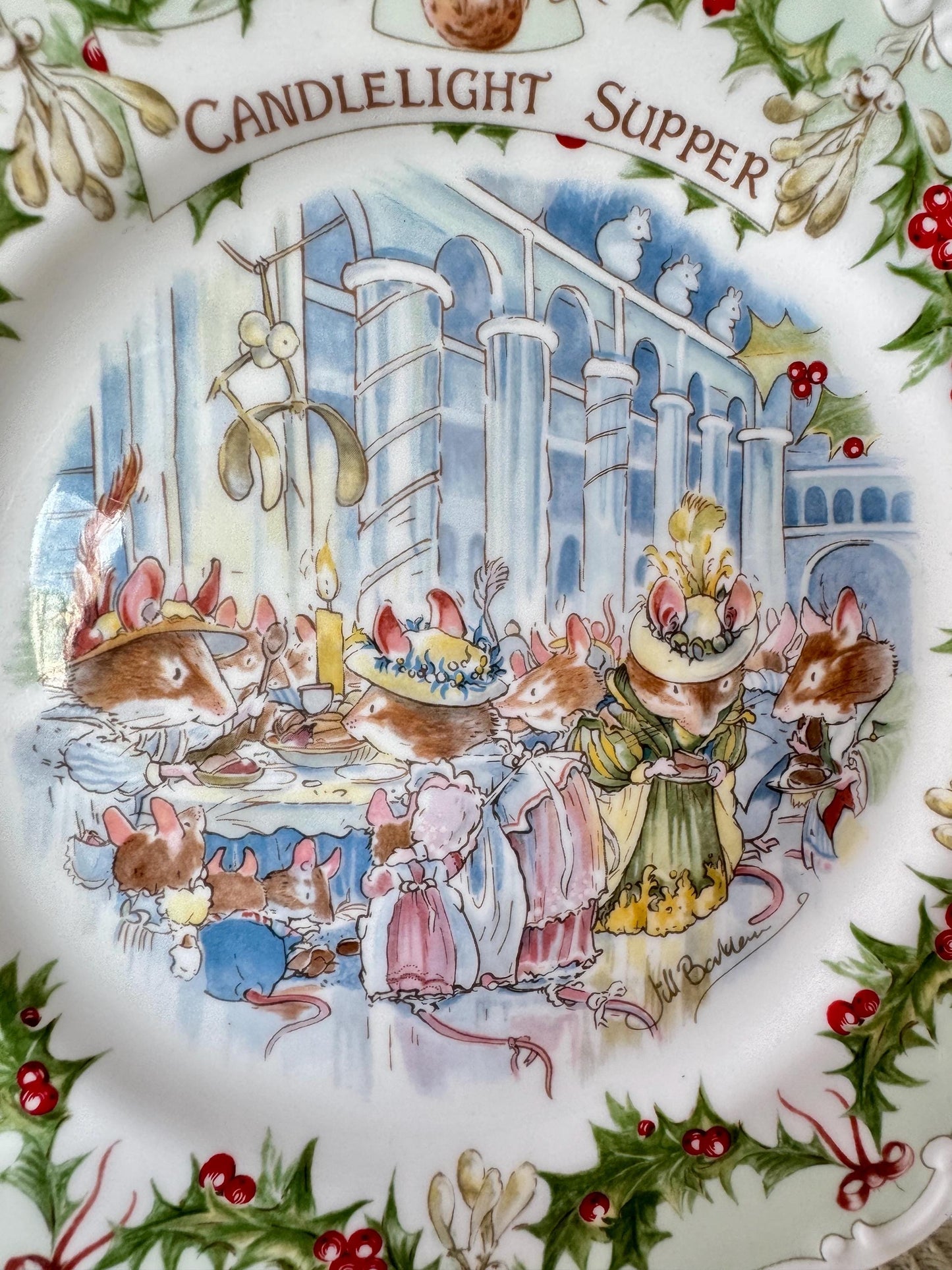 Vintage Royal Doulton "Brambly Hedge" Candlelight Supper Plate, Midwinter Collection  8 Inch Plate, Jill Barklem, Bone China, Made inEngland