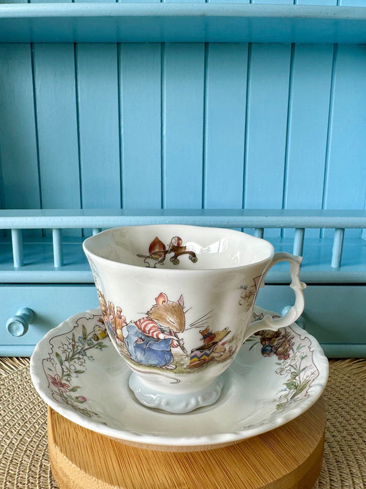 Hard to Find Vintage Royal Doulton 'Birthday' Teacup Set from the Brambly Hedge Gift Collection, Jill Barklem 1987, Mice Decor, Made England