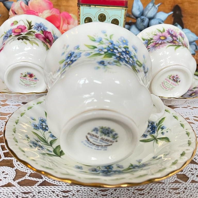 Royal Albert Flower Of The Month Gentleman Sized Duo's Cup & Saucer, Fine Bone China, Royal High Tea Party, Bridal Party. Collectors Item!