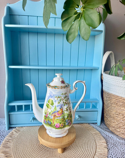 Hard to Find Vintage 'Royal Albert' Bone China 'Chelsea Bird' Medium Size Coffee Pot, 0.8L, Bird of Paradise Decor, Made in England