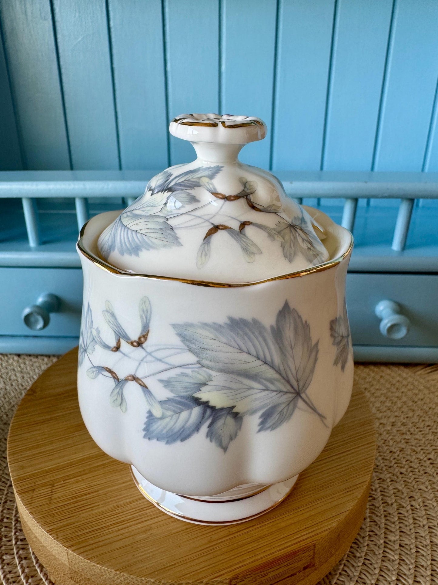 Very Rare Hard To Find "2 Cup" Royal Albert "Silver Maple" TeaPot, Small TeaPot, Bone China, Previously Owned, Gray Leaf Decor, England
