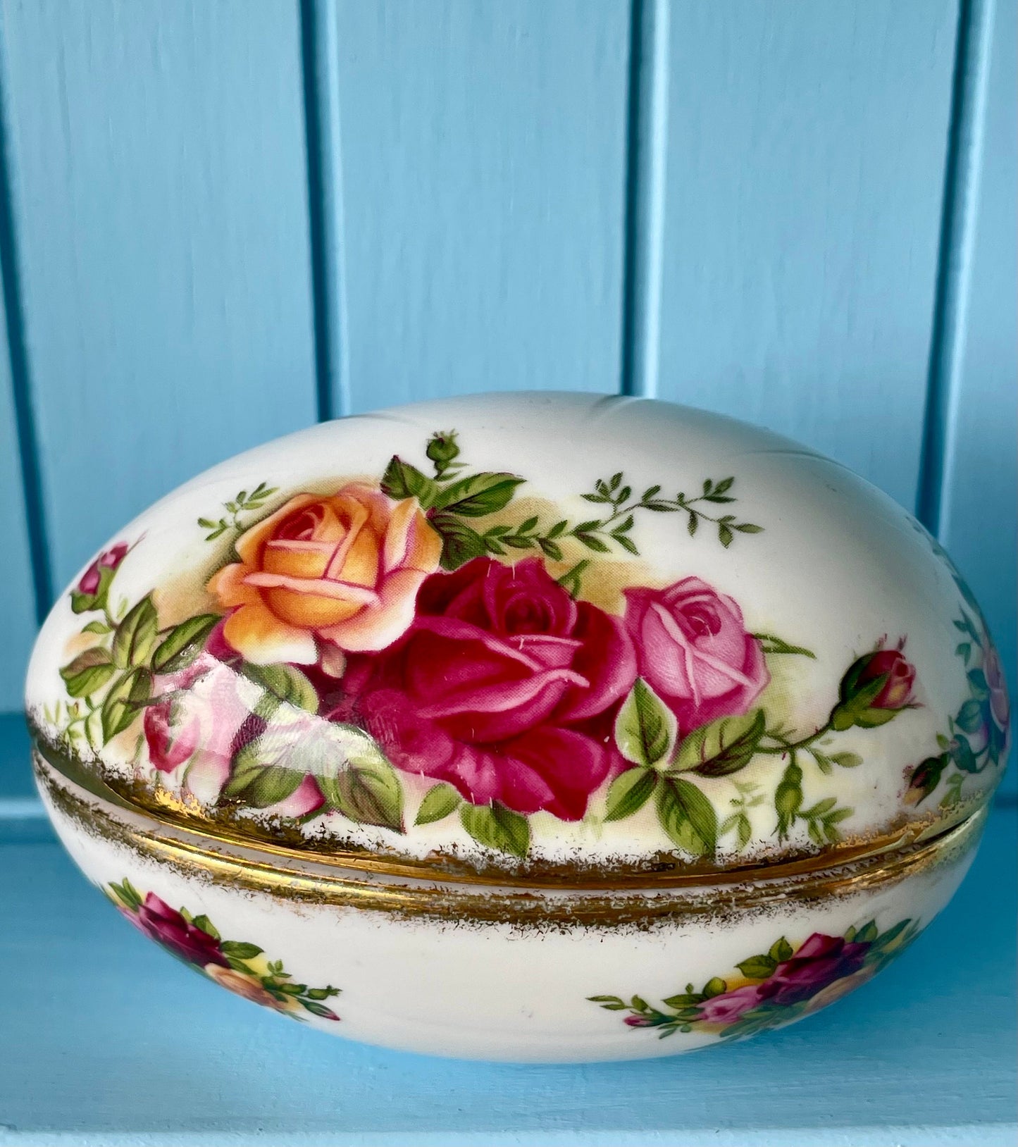 Vintage Royal Albert "Old Country Roses" Trinket Dish Egg Shape, First Edition, Bone China, Previously Loved Vintage, Perfect Gift, England