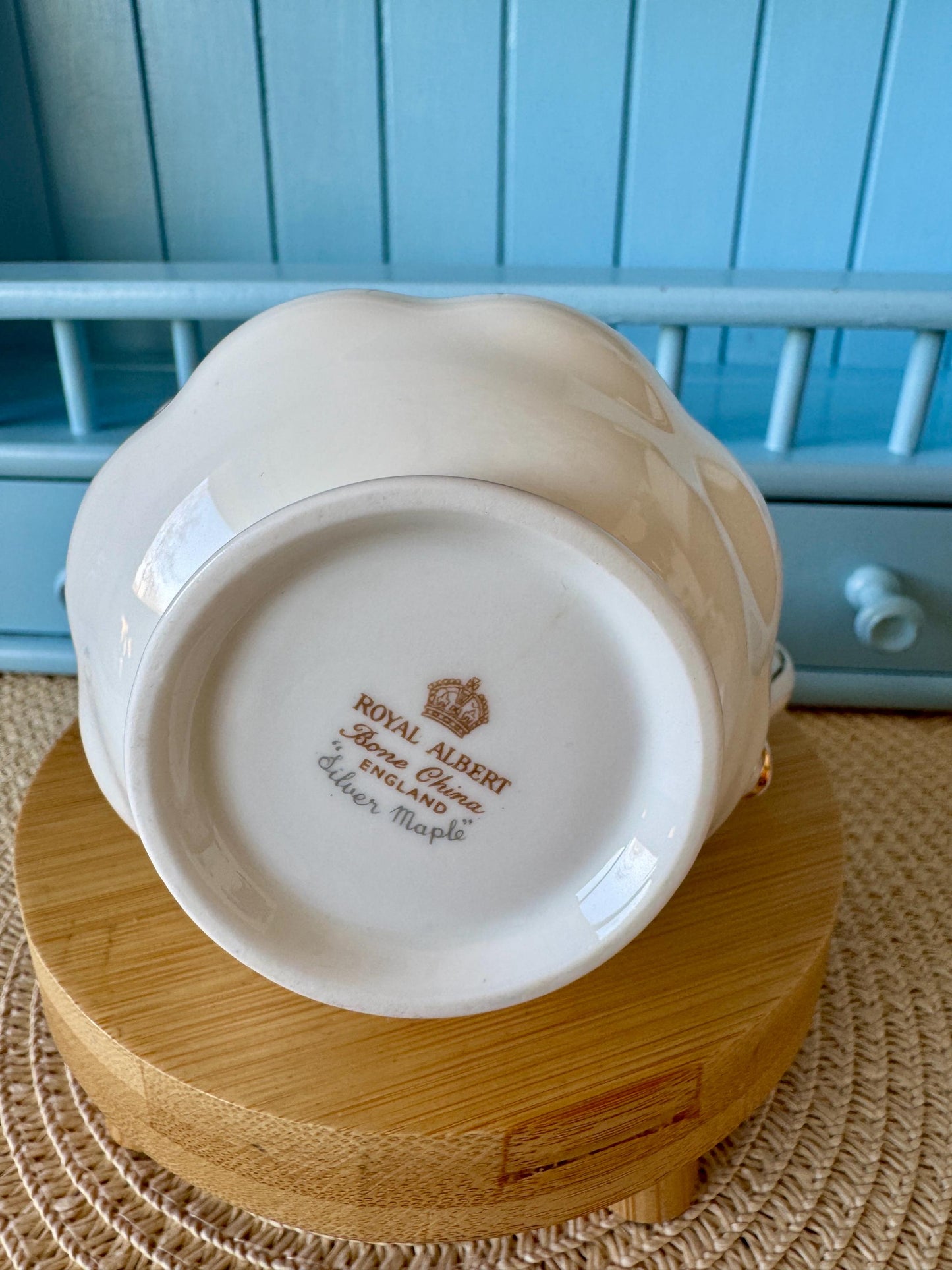 Very Rare Hard To Find "2 Cup" Royal Albert "Silver Maple" TeaPot, Small TeaPot, Bone China, Previously Owned, Gray Leaf Decor, England