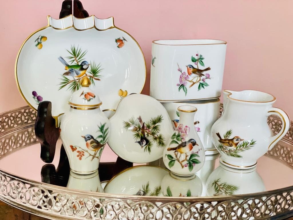 Rare Multiple Vintage Herend Bird Series, Spoon Vases, Milk Jug, Trinket Dish, HandPainted, Previously Loved, Perfect For Herend Collectors